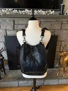 Damen Rucksack Handtasche PU gewaschenes Leder Nieten Nieten wandelbar Damenrucksack - Bild 1 von 12