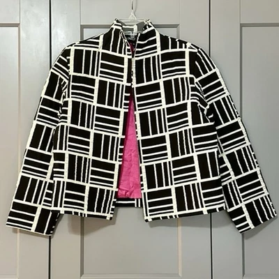 Винтажный расписной пони текстурированный геометрический принт куртка Artsy богемное женщин Sz средний - Изображение 1 из 4