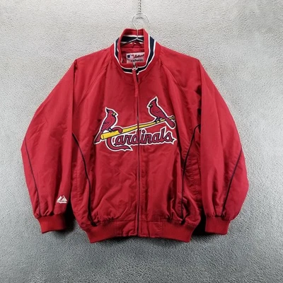 St Louis Cardinals Jacket Mens L Red Full Zip Windbreaker Lined Baseball MLB - Image 1 of 4