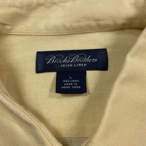Vintage Brooks Brothers Shirt Mens L Yellow Gold Irish Linen Lightweight Coastal - Picture 1 of 6