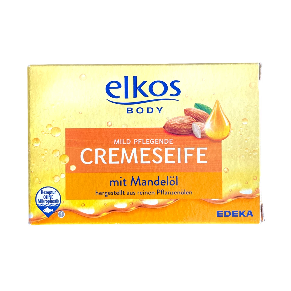 6x elkos BODY Mild Pflegende Creme seife mit Mandelöl 150 g