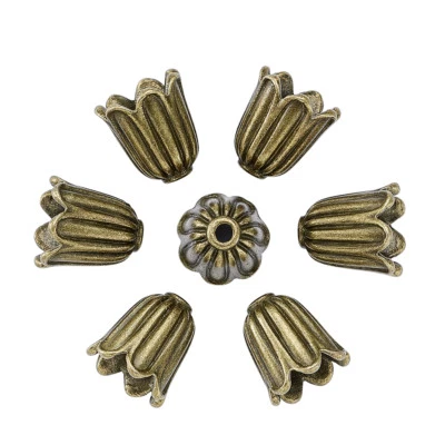 Tapas de cuentas de aleación estilo tibetano flor bronce antiguo sin cadmio 20 piezas 10x10 mm Foto 1 de 4
