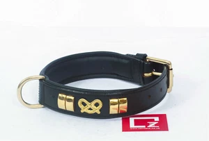 LEDER DESIGNER HUNDEHALSBAND, MESSING NIETEN MIT STANGEKNOTEN 14"-18 ALLE FARBEN - Bild 1 von 17