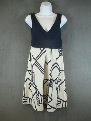 Vestido Anthropologie HD in Paris para mujer 4 azul Art Deco cuello en V elástico viaje Foto 1 de 4