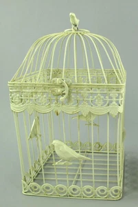 Antik Deko Vogelkäfig aus Metall Pflanzkäfig Blumenkäfig Käfig antikweiß (g) - Bild 1 von 3