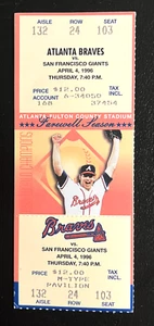 FULL TICKET! 4/4/96 BRAVES/GIANTS-BARRY BONDS 1,000TH RUN SCORED - Bild 1 von 1