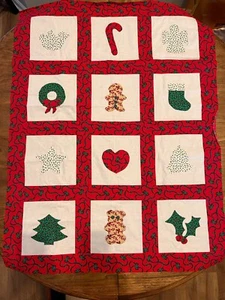 Quilt Top - Weihnachten - Wandhänger Größe 43"" x 33"" - handgenäht - Bild 1 von 5