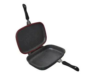 New Double Sided Die-Cast Non-Stick Reversible Grill Magic Frying Pan Griddle - Picture 1 of 4
