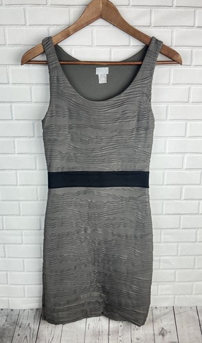 VETEMENTS H&M abito donna 4 grigio oliva volant bodycon canotta ufficio lavoro Charmed anni 90