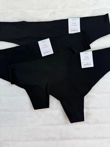 Auden Panties Womens Small (4-6) 3 Pack Thongs Comfort Stretch Black Seamless - Picture 1 of 8