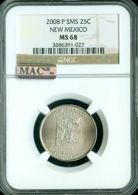 2008 P NEW MEXICO QUARTER NGC MS68 SMS PQ 2ND FINEST REGISTRY MAC SPOTLESS * - Image 1 of 4