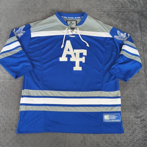 Air Force Falcons Hockey Jersey Colosseum Athletics Blue Striped Men Small Cover