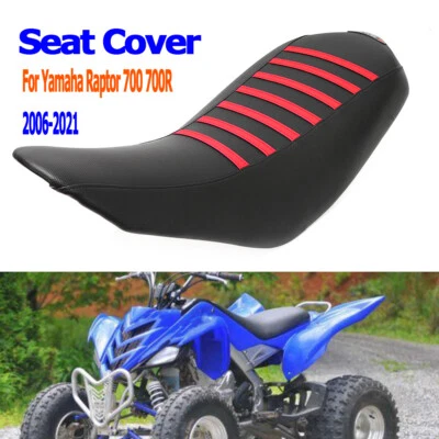 For Yamaha Raptor 700 700 R Seat Cover 2006-2021 Black with Red Ribs ATV Parts - Image 1 of 4