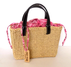 vintage y2k POLO jeans RL Ralph Lauren BANDANA woven straw mini tote purse bag - Picture 1 of 12