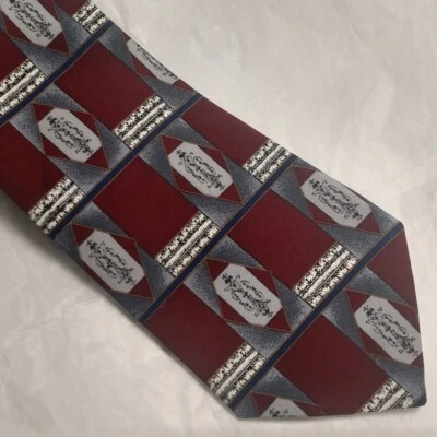 Town Craft Red Grey Vintage Neck Tie 3.75" x 56"  1970s 100% Polyester - Image 1 of 4