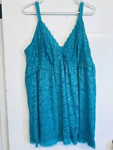 Torrid Babydoll Sheer Lace Nightgown Teddy Size 4 4X 26 Aqua - Picture 1 of 6