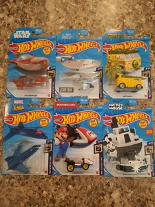 HOT WHEELS LOT MARIO, MICKEY, STAR WARS, X-MEN, TNMT, STAR TREK ALL 6 NEW - Picture 1 of 12