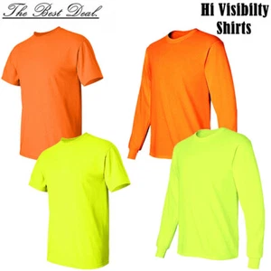 Hi Vis High Visibility Non ANSI Long Sleeve T Shirt Safety Fast Dry Work Shirts - Picture 1 of 11