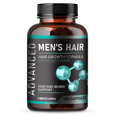 Hair Growth Vitamins For Men - Anti Hair Loss Pills. Regrow Hair & Beard.120caps - Image 1 of 4