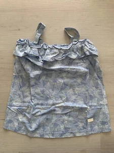 NWT 7 For All Mankind Girls Tank Top Blue & White Size Large Ruffles Palms Print - Picture 1 of 3