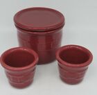 Longaberger Woven Traditions Pottery Paprika Red Small Crock W/ Lid & Votives