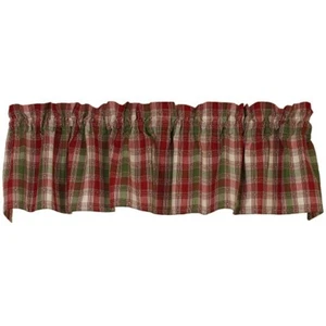 New Primitive Country CREAM RED GREEN PLAID VALANCE Curtains Topper - Picture 1 of 1