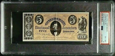 1962 TOPPS CIVIL WAR NEWS ~ CURRENCY $5 ~ GRADED PSA 6 EX-MT ~ SERIAL # 24497 - Image 1 of 2
