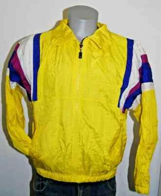 Sergio Tacchini windbreaker color block track jacket yellow nylon large vtg 90s - Image 1 of 4