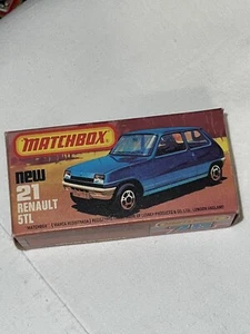 Matchbox Superfast MB 21 Renault 5 TL Le Car - Blue- S/Base Boxed - Foto 1 di 9