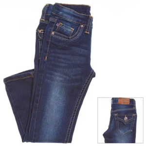 Vigoss Girl Deep Blue Dark Wash Denim Skinny Leg Stretch Adjustable Jeans Pant 6 - Picture 1 of 3