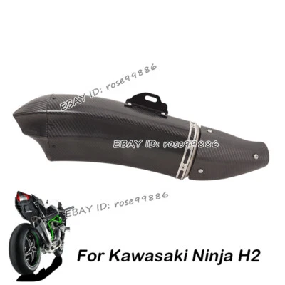 Tubo silenciador de escape de fibra de carbono para motocicleta Kawasaki Ninja H2 2015~2020 Foto 1 de 4