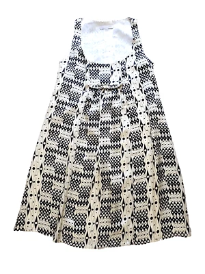 Anthopologie Silk Lined Shift Dress Sz 4 Black Ivory Sleeveless Knee Length - Image 1 of 4