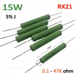 15 Watt ossido di metallo Wirewound Power Resistant 5% resistenza filo 0.1 - 47K ohm - Foto 1 di 9
