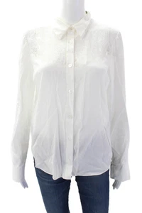 Blusa Veronica Barba Mujer Seda Manga Larga Con Cordones Botón Blanca Talla S - Imagen 1 de 8
