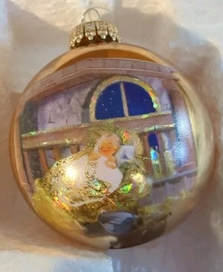 Vintage Glass Christmas Ornament, Baby Jesus, Nativity, Gold - Picture 1 of 6