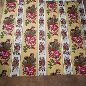 Vintage 80s Stroheim & Romann Yellow Floral Decorator Fabric Sample 46" X 52" - Bild 1 von 7