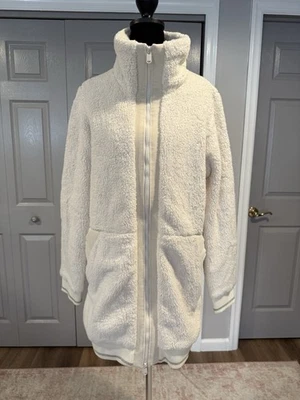 Athleta Womens Cream Tugga Sherpa  Fleece Full-Zip Coat Size Medium - Image 1 of 4