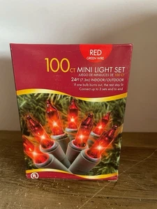 NEW WALMART Christmas Holiday 100 Mini Lights RED 24’ Indoor/Outdoor - Picture 1 of 1