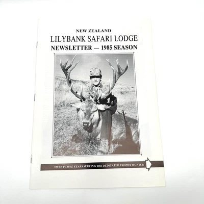 Lilybank Safari Lodge Nueva Zelanda 1985 Boletín de Caza Trofeo Registros Efímero Foto 1 de 4