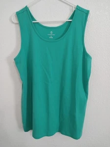 Lands End Womens Size Xl Emerald Green Tank Top 100% Cotton - Picture 1 of 4