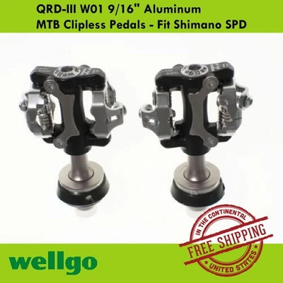Wellgo QRD-III W01 9/16" Aluminum MTB Clipless Pedals - Fit Shimano SPD - Image 1 of 4