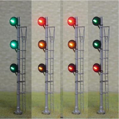 1 x HO scale model railroad searchlight signal tri-colors LED metal 3 heads #S13 - Image 1 of 4