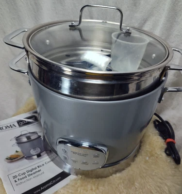 AROMA GOURMET DIGITAL RICE COOKER MULTI FOOD STEAMER 20 CUP ARC-790SD-1NG - Image 1 of 4