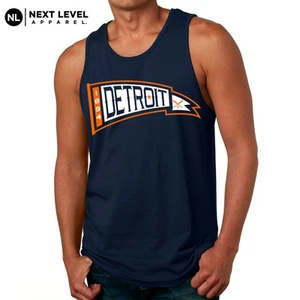Detroit Vintage Baseball Pennant Navy Next Level Tank Top - Tigers Mlb Tanktop - Bild 1 von 3