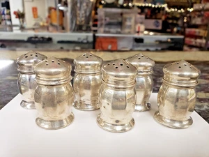 KONVOLUT 6 VINTAGE STERLINGSILBER MINI SALZ & PFEFFER HAIE - MARKIERT: STERLING - Bild 1 von 9