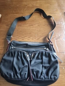 MZ Wallace Black Nylon Leather Trim Adjustable Shoulder Crossbody Bag Purse - Picture 1 of 13