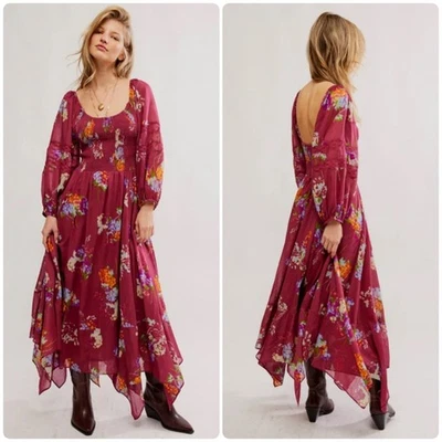 NUEVO Maxi Vestido Floral Talla Pequeña Free People Morning Glory en Rojo Tierra Combo Foto 1 de 4