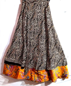 Incredible-art Vintage Silk Sari Magic Wrap Skirt Reversible Double Layer skirt, - Picture 1 of 6