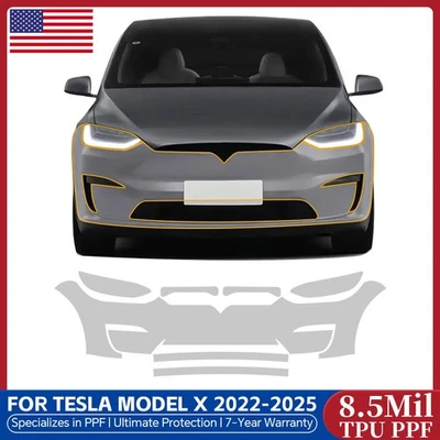 2022-2025 Tesla Model X Front Bumper Precut Paint Protection Film Kit PPF TPU - Image 1 of 4