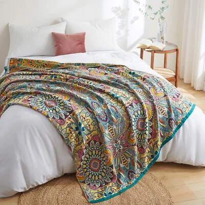 Manta boho 100 % algodón 60*80" manta suave ligera para sofá, cama, viaje Foto 1 de 4